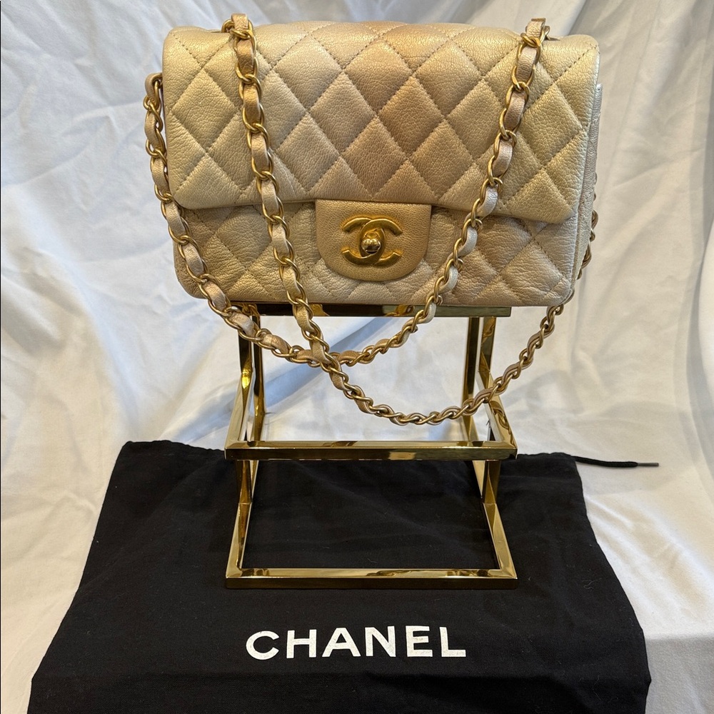 Chanel Mini Flat Gold Flap